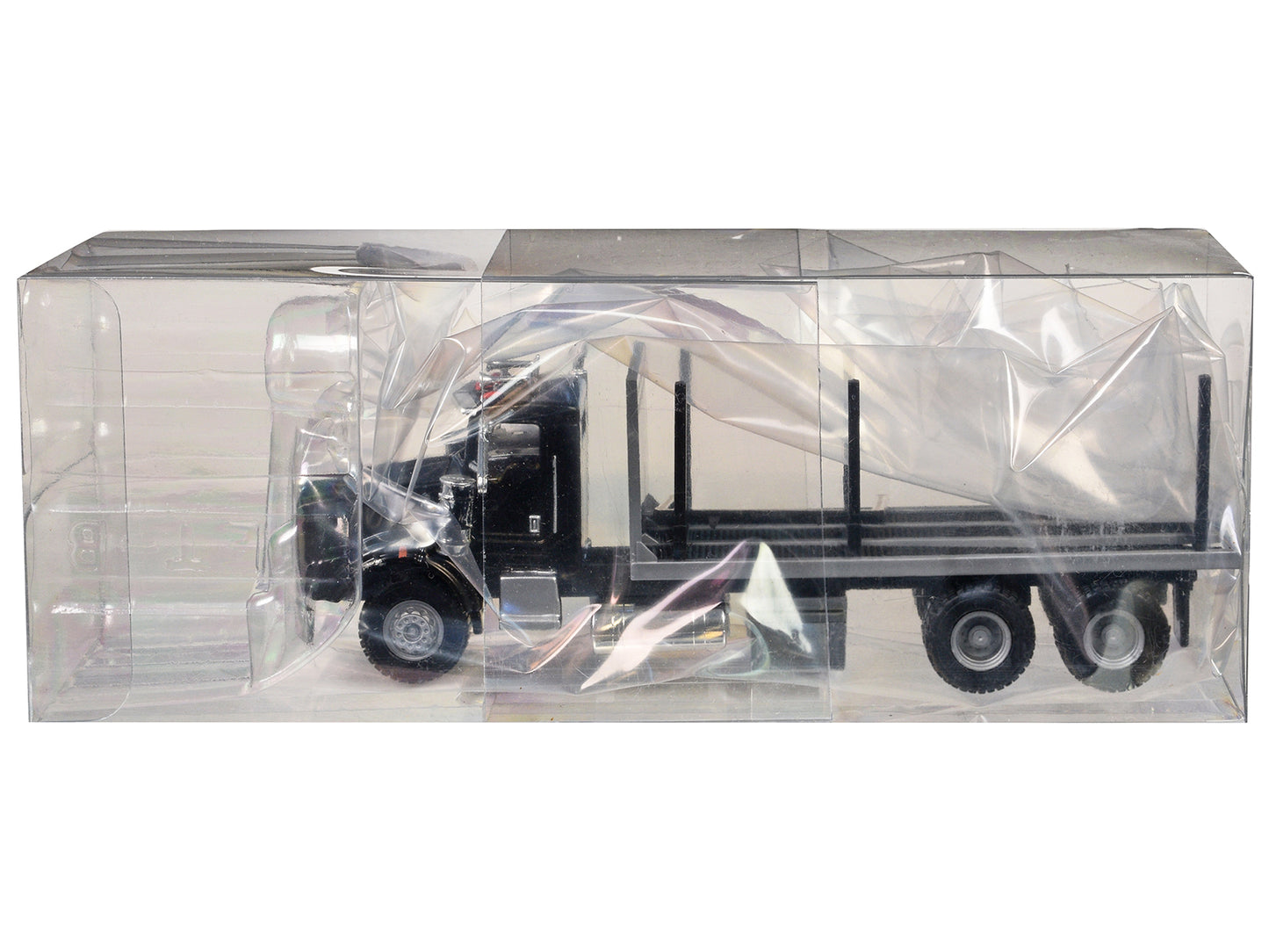 Kenworth T800 Stake Bed Truck Black 1/87 (HO) Plastic Model Car by Promotex