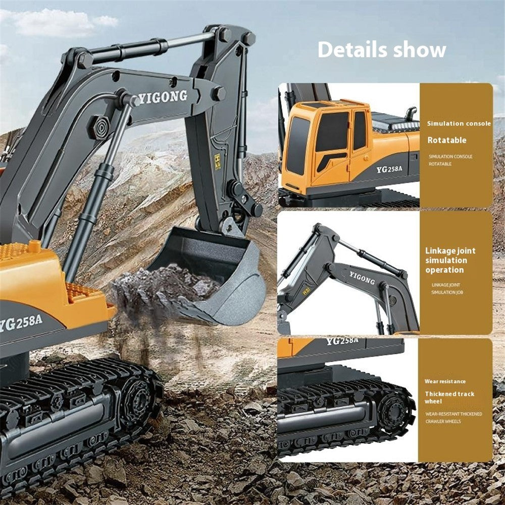 BC1033 6 Channel Alloy RC Excavator Realistic Digging Tracked Engineering Vehicle Children Toy