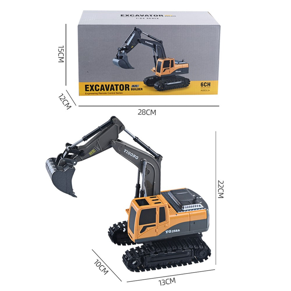 BC1033 6 Channel Alloy RC Excavator Realistic Digging Tracked Engineering Vehicle Children Toy