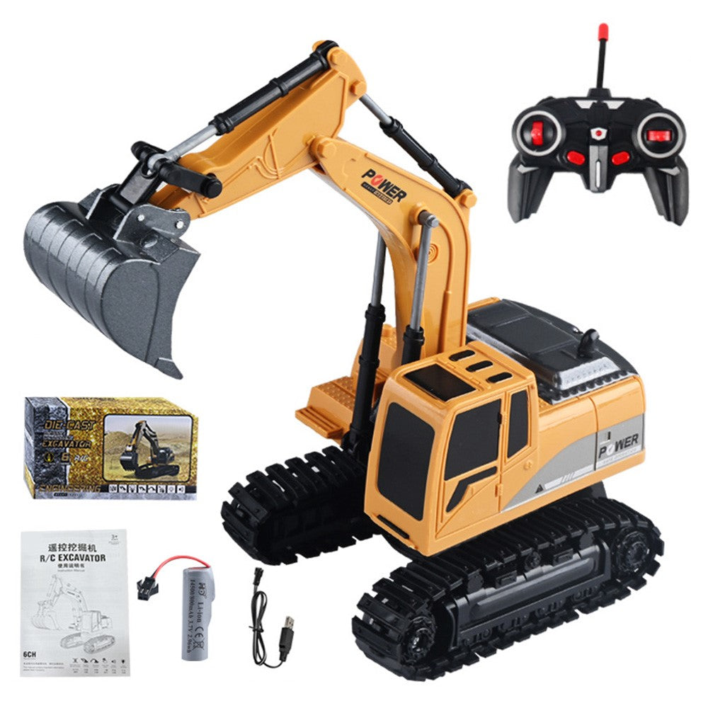 BC1033 6 Channel Alloy RC Excavator Realistic Digging Tracked Engineering Vehicle Children Toy