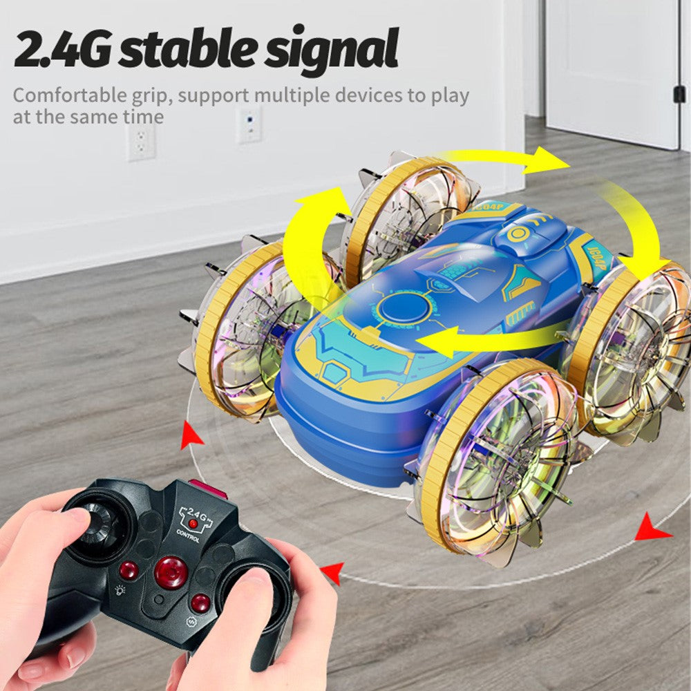 JC04P 2.4G Remote Control 4WD Amphibious Stunt Car Toy with LED Lights, Dual Controller (CE / CPC / ASTM / EN71 Certified)