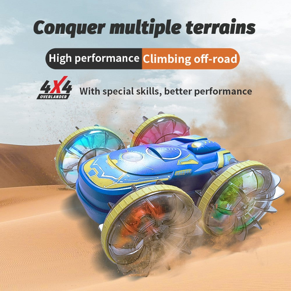 JC04P 2.4G Remote Control 4WD Amphibious Stunt Car Toy with LED Lights, Dual Controller (CE / CPC / ASTM / EN71 Certified)