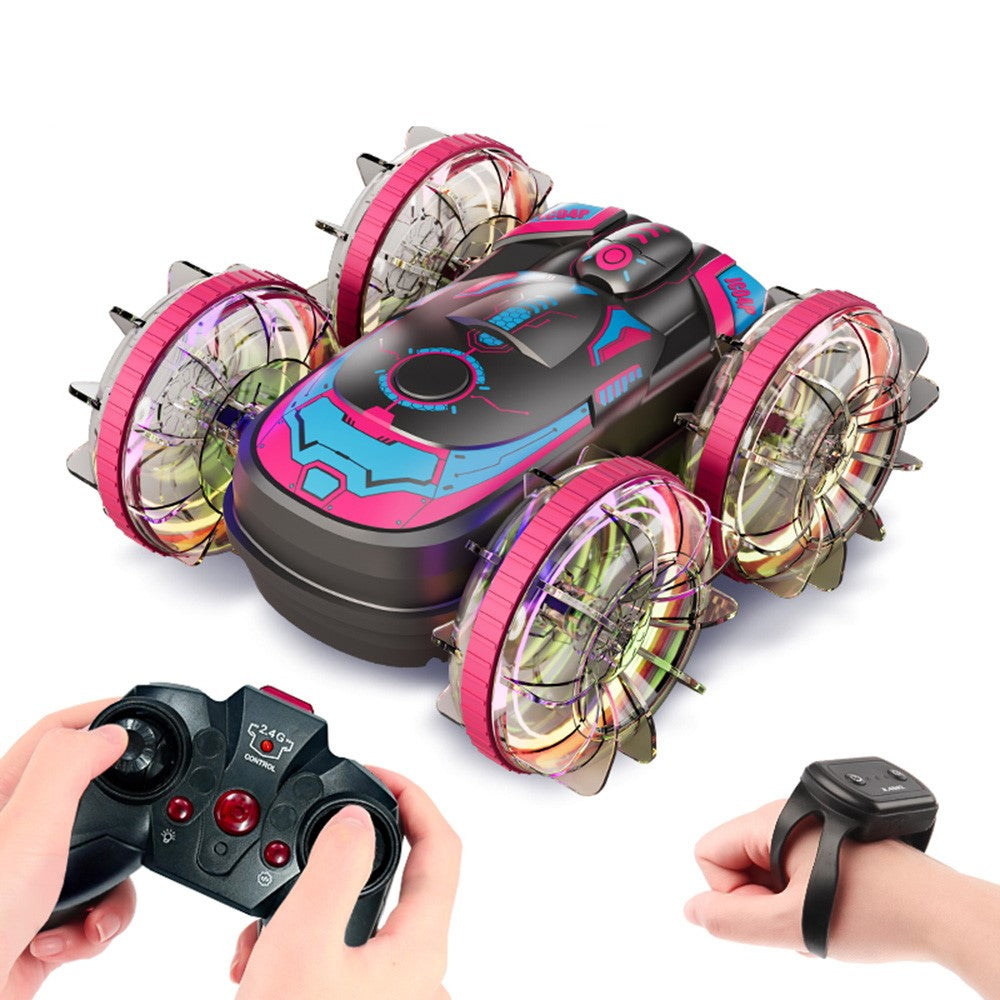 JC04P 2.4G Remote Control 4WD Amphibious Stunt Car Toy with LED Lights, Dual Controller (CE / CPC / ASTM / EN71 Certified)