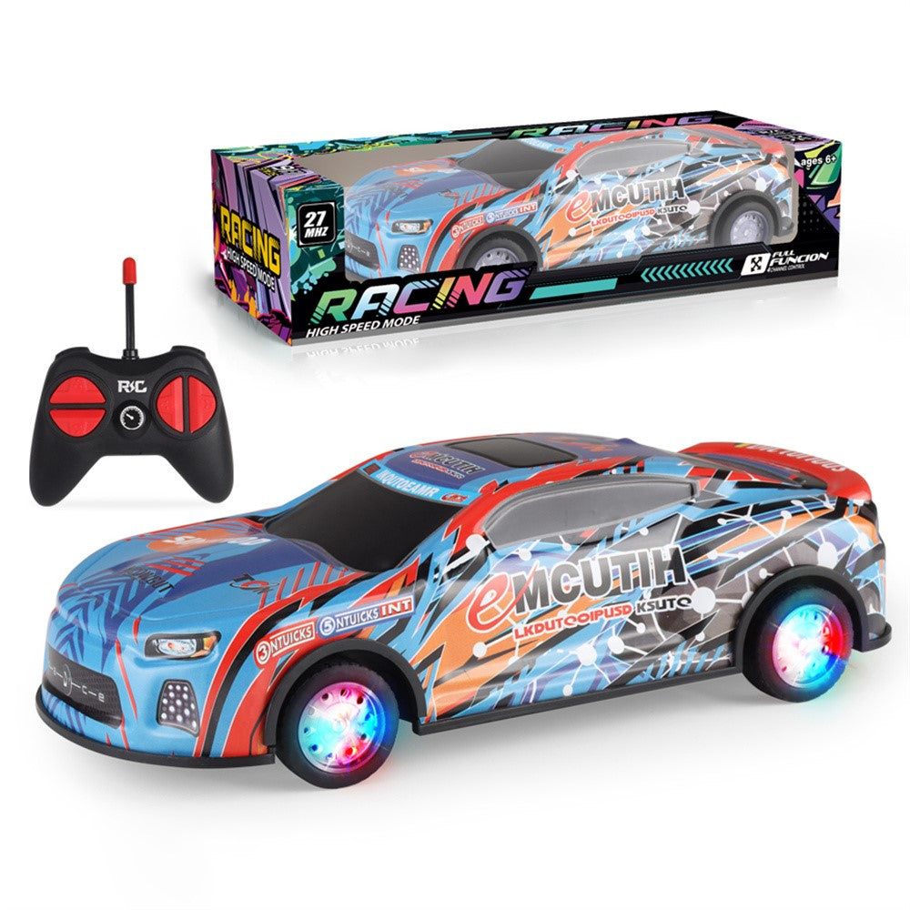 HDXX229 Electric RC Drift Race Car for Boys 4-Channel Graffiti Alloy Tin Light Vehicle Truck Remote Control Toy Car