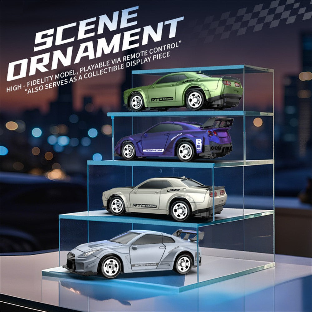 Mini RC Car 1:64 Scale Desktop Drift Car 4WD Remote Control High Speed Plastic Racing Toy