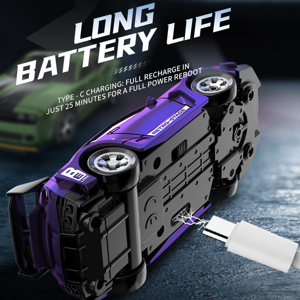 Mini RC Car 1:64 Scale Desktop Drift Car 4WD Remote Control High Speed Plastic Racing Toy
