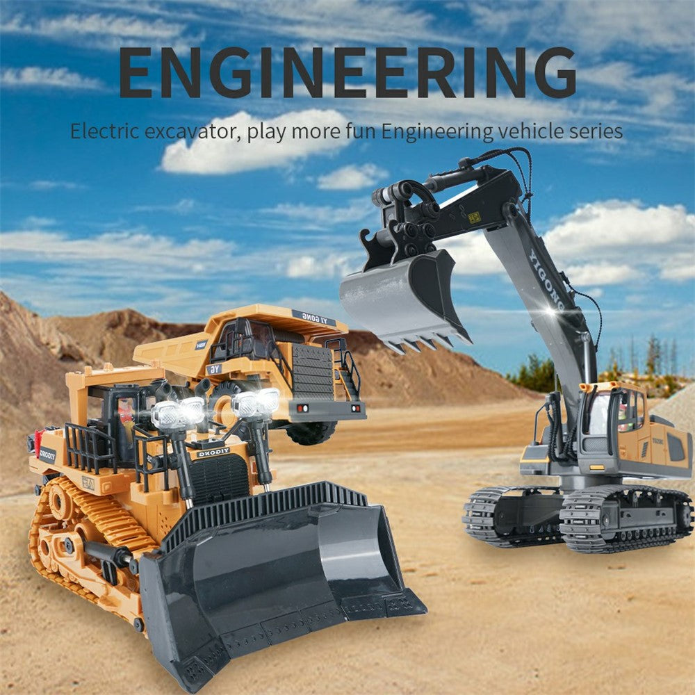 1044 2.4G Remote Control Tracked Excavator 1:20 Scale 11 Channel Construction Vehicle Toy for Kids