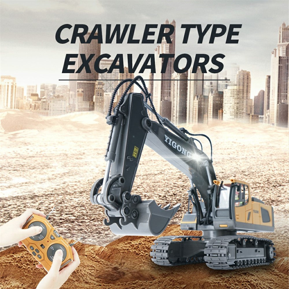 1044 2.4G Remote Control Tracked Excavator 1:20 Scale 11 Channel Construction Vehicle Toy for Kids