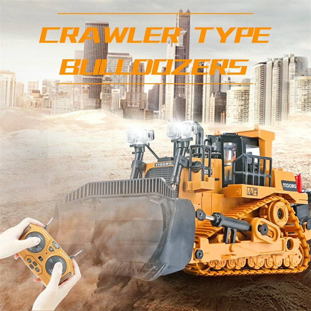 1046 2.4G Remote Control 9 Channel RC Construction Vehicle 1:24 Tracked Heavy Bulldozer, 3KG Load Capacity