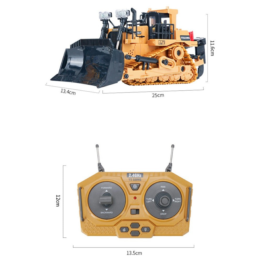 1046 2.4G Remote Control 9 Channel RC Construction Vehicle 1:24 Tracked Heavy Bulldozer, 3KG Load Capacity