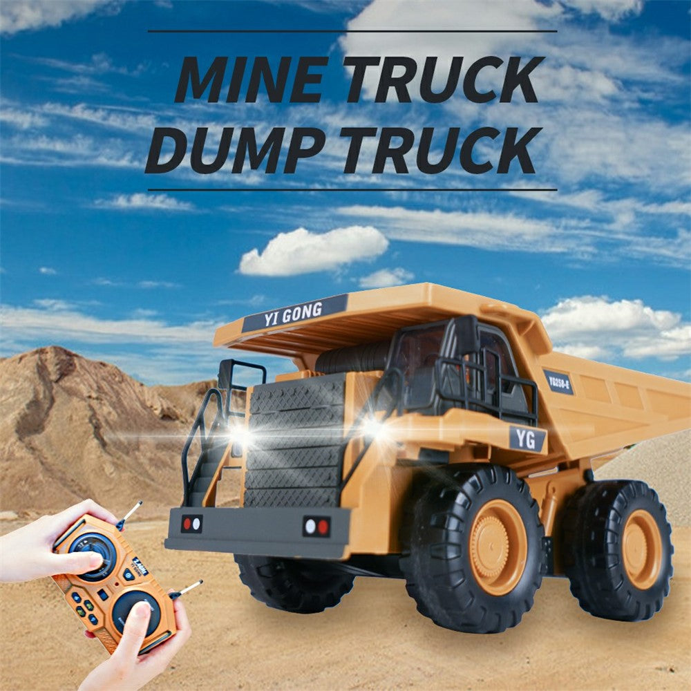1048 1:24 Scale RC Dump Truck 9 Channel 2.4G Remote Control Construction Vehicle, 2.5KG Load Capacity