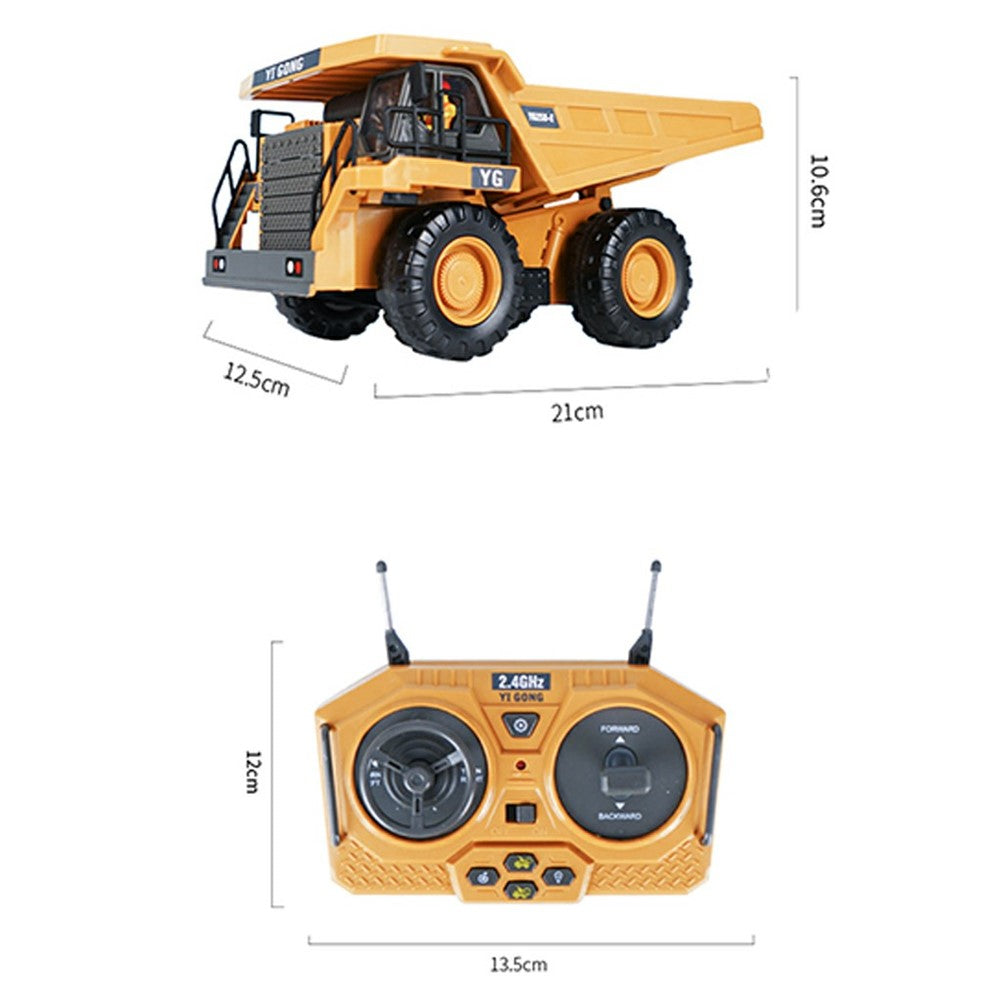 1048 1:24 Scale RC Dump Truck 9 Channel 2.4G Remote Control Construction Vehicle, 2.5KG Load Capacity