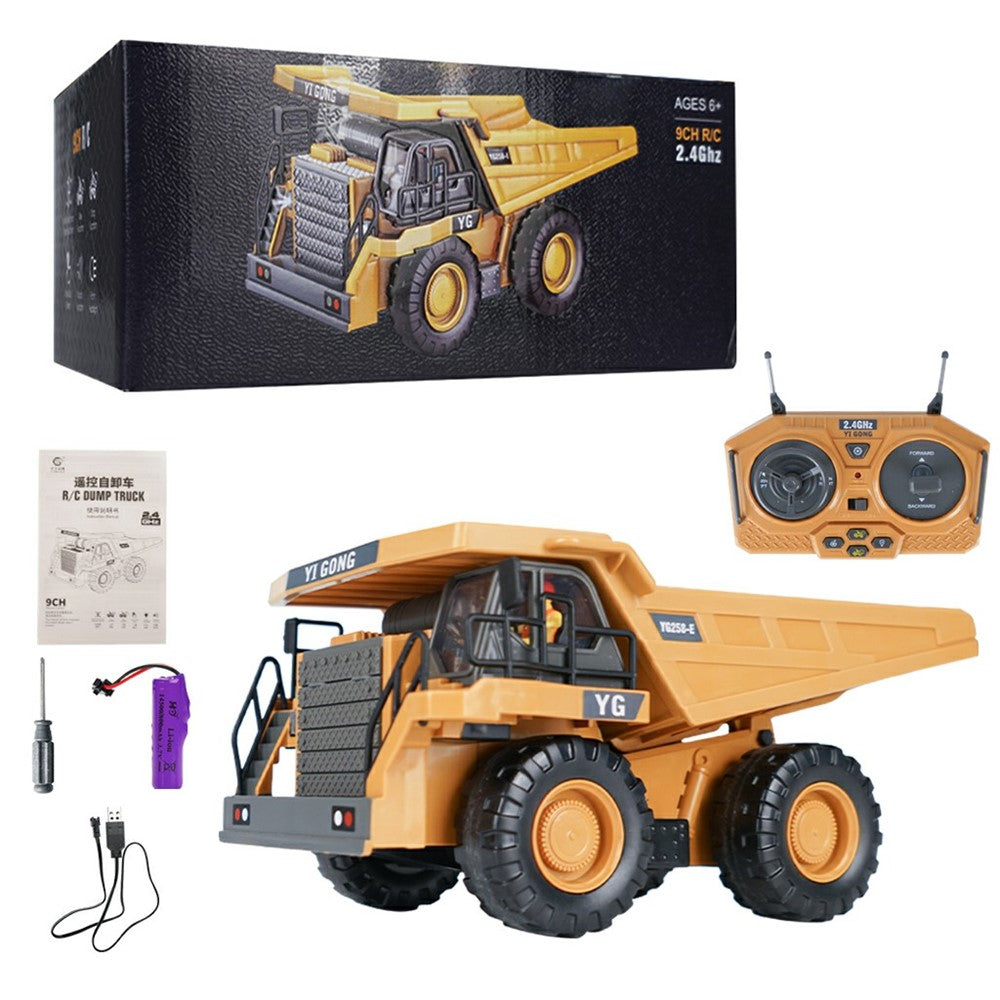 1048 1:24 Scale RC Dump Truck 9 Channel 2.4G Remote Control Construction Vehicle, 2.5KG Load Capacity