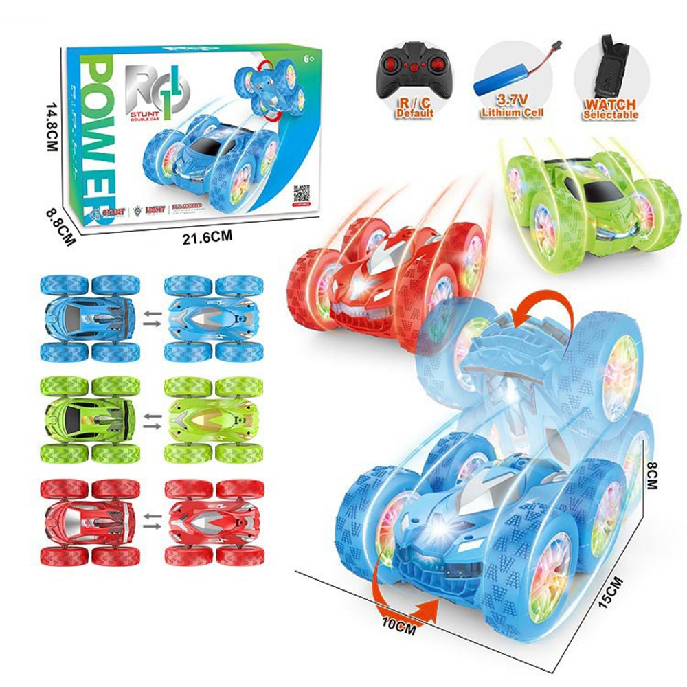 998 Remote Control Stunt Car Kids 2.4G Double Sided Flip Rolling Vehicle Toy with Cool Light