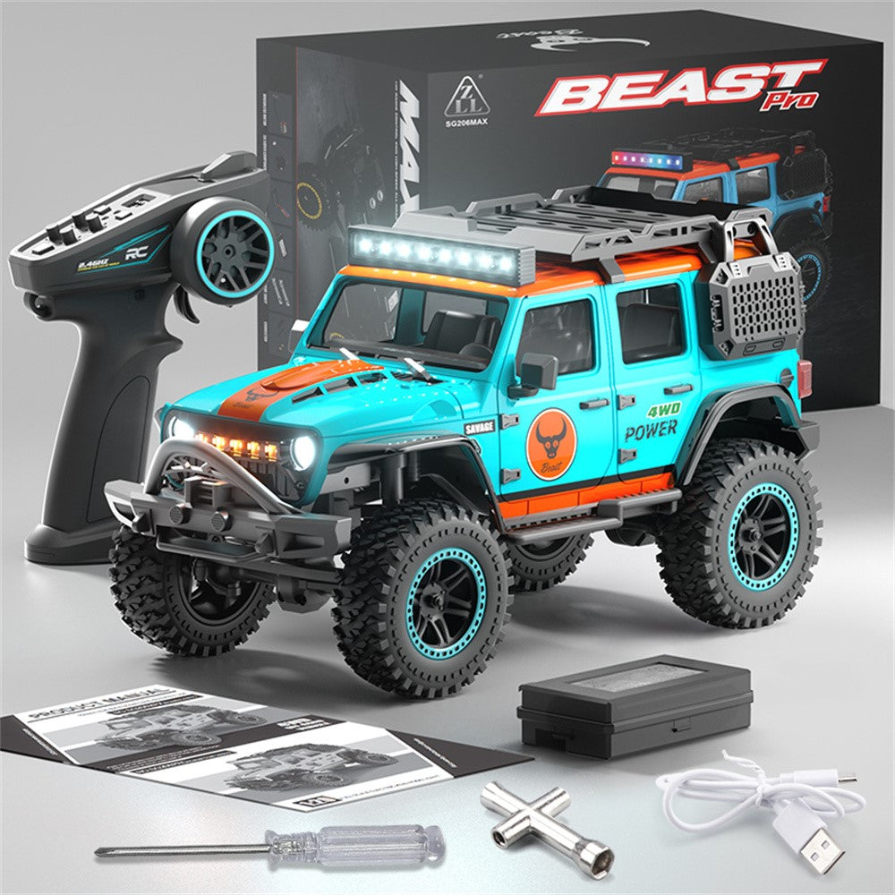 ZLL SG206PRO Brushed Motor RC Rock Crawler 1 / 20 Scale 4WD Off Road Vehicle with LED Light High Speed Car Toy, 3 Batteries