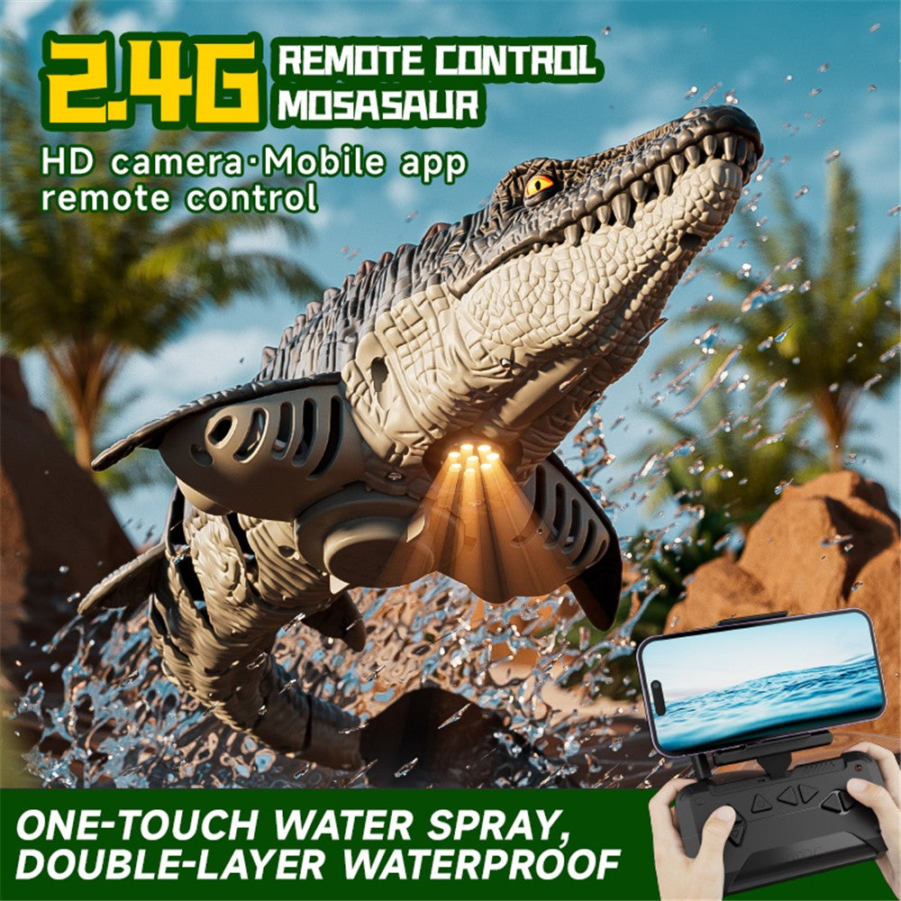 4DRC 4D-S11 2.4G Remote Control Mosasaur Shape RC Boat Water Spraying Toy with Camera, with 1 Battery