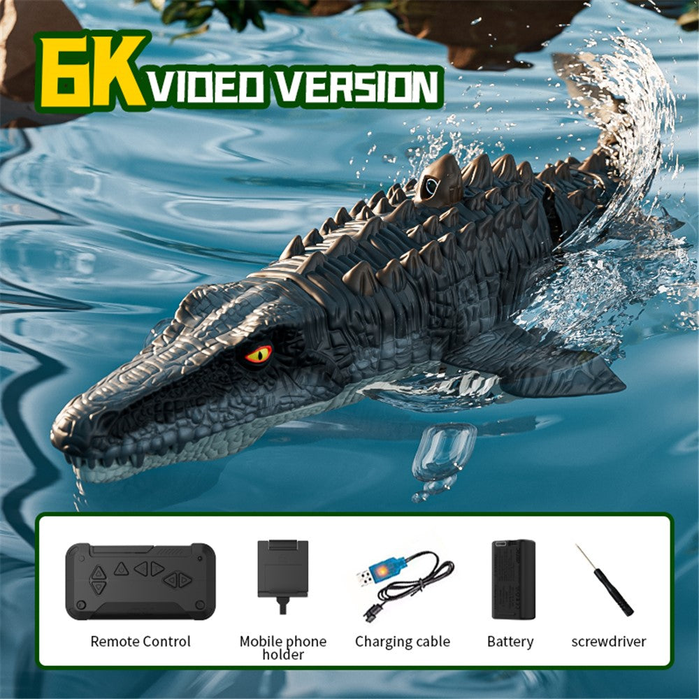 4DRC 4D-S11 2.4G Remote Control Mosasaur Shape RC Boat Water Spraying Toy with Camera, with 1 Battery