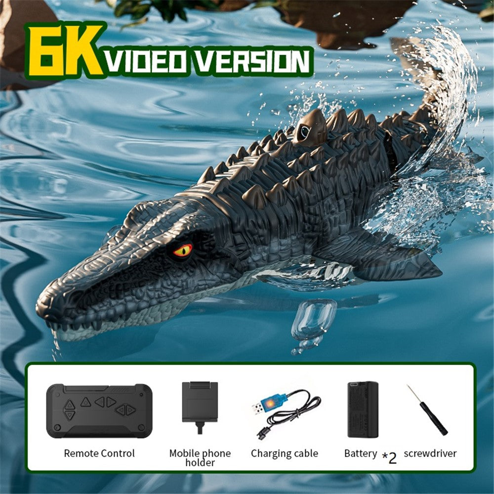 4DRC 4D-S11 2.4G Remote Control Mosasaur Shape RC Boat Water Spraying Toy with Camera, with 2 Battery