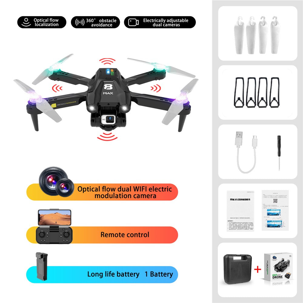 YT163 Pro Max RC Drone with Dual Camera Obstacle Avoidance Remote Control Quadcopter Optical Flow Fixed High