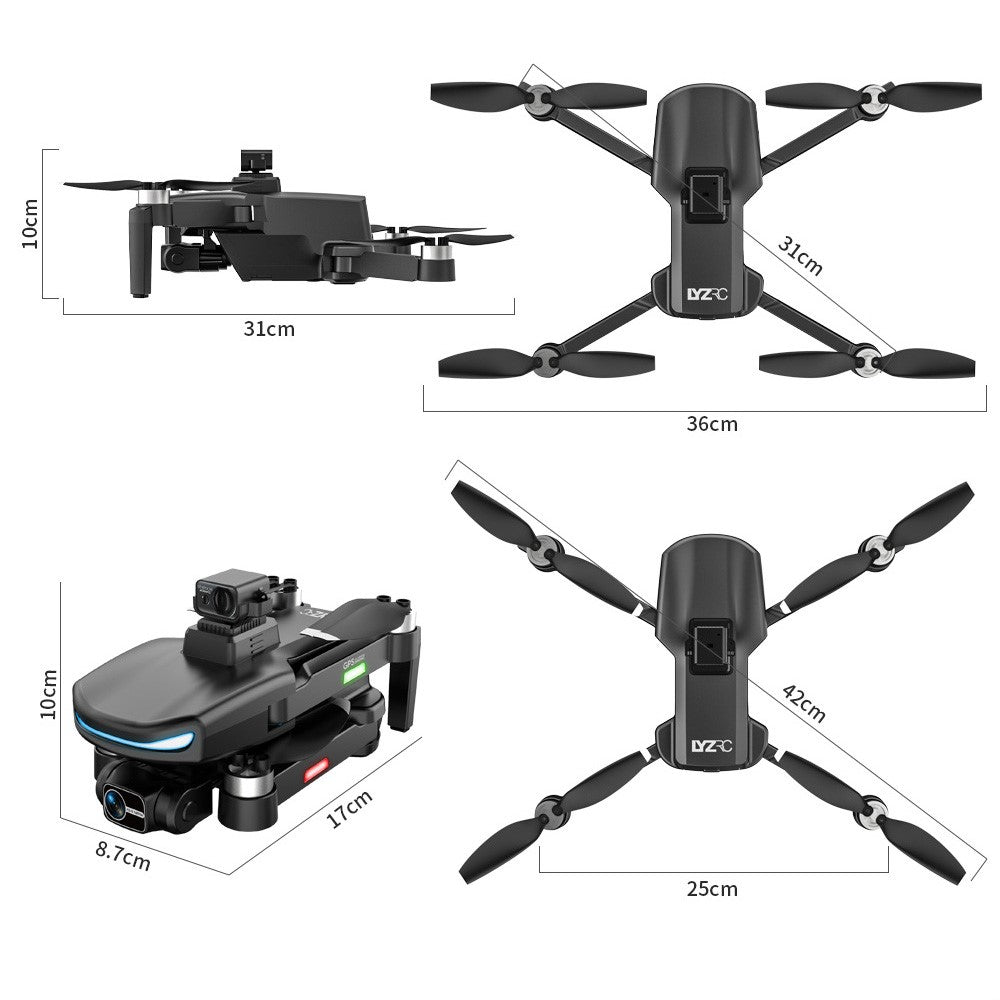 LYZ L800 Pro2 Brushless Motor GPS RC Drone Laser Obstacle Avoidance Foldable Helicopter (4K+3-Axis Gimbal+1 Battery+Obstacle Avoidance Device)
