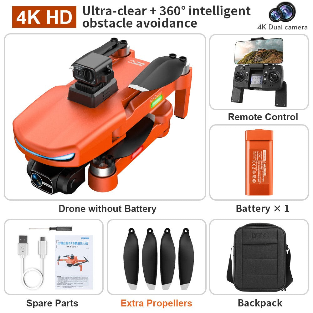 LYZ L800 Pro2 Brushless Motor GPS RC Drone Laser Obstacle Avoidance Foldable Helicopter (4K+3-Axis Gimbal+1 Battery+Obstacle Avoidance Device)