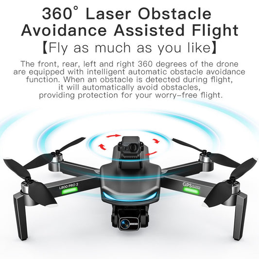 LYZ L800 Pro2 Brushless Motor GPS RC Drone Laser Obstacle Avoidance Foldable Helicopter (4K+3-Axis Gimbal+1 Battery+Obstacle Avoidance Device)