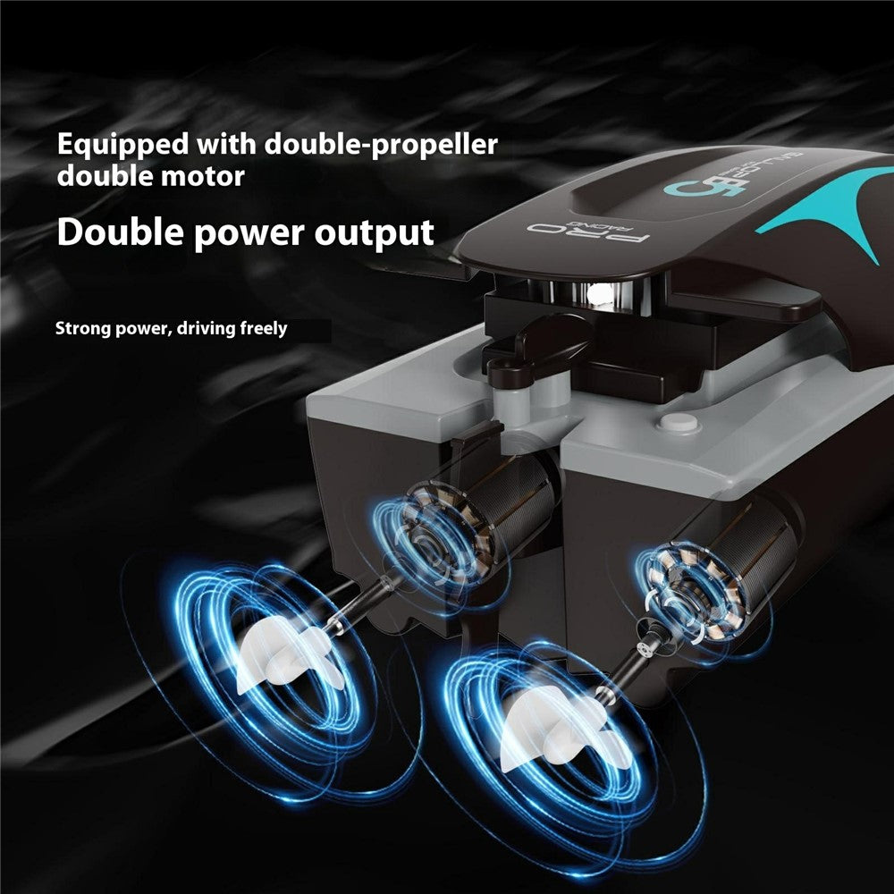 B5 RC Boat High Speed Motorboat 4 Channel 2.4G Electric Yacht Model Toy for Summer Water Fun (Single Battery)