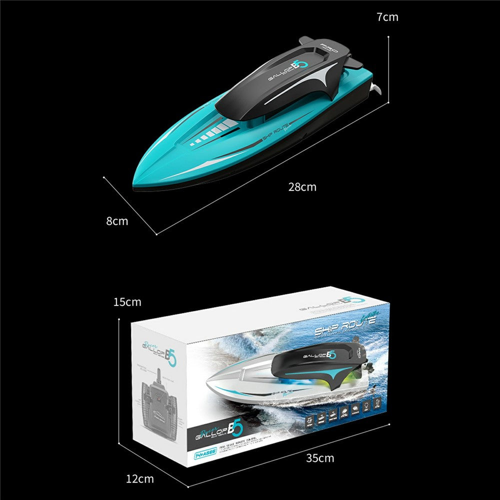 B5 RC Boat High Speed Motorboat 4 Channel 2.4G Electric Yacht Model Toy for Summer Water Fun (Single Battery)