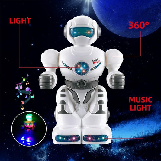 0633 Robot Toy Electric Musical Dancing Toy with Flashing Lights 360 Degree Rotation for Children