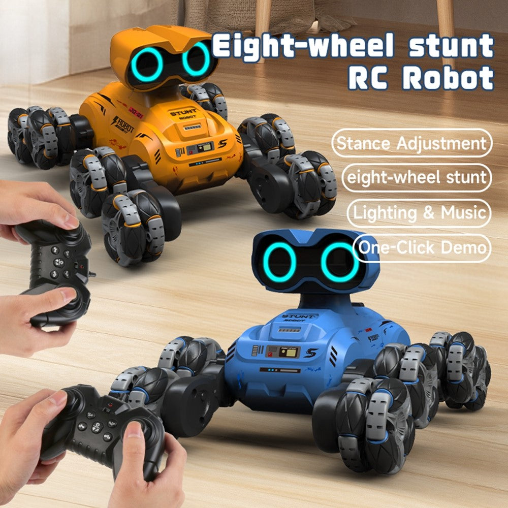 YT6639 8 Wheels Stunt Robot Remote Control Car with LED Light and Music Kids Toy