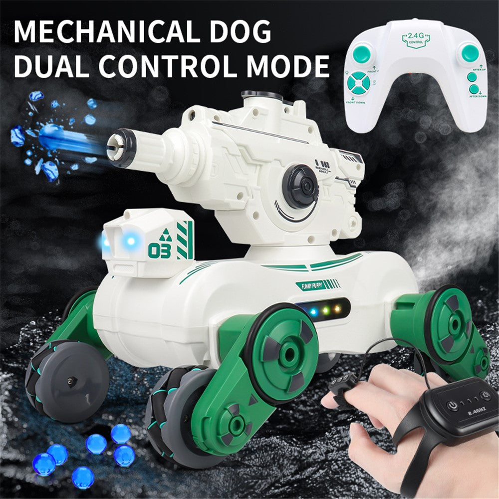 JC013 2.4G RC Mechanical Battle Dog Four Wheels Drive Water Bomb Spray Toy, Dual Controller (CE / CPC / EN71 / ASTM Certified)
