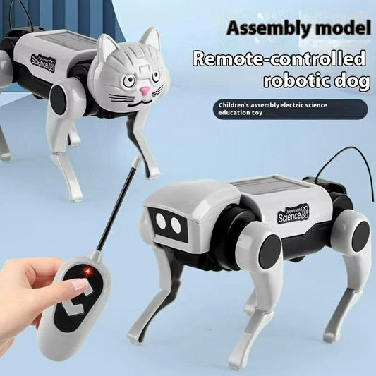 DIY Mechanical Robot Dog and Cat Kit Remote Control Walking Toy STEM Educational Assembly Set with Remote