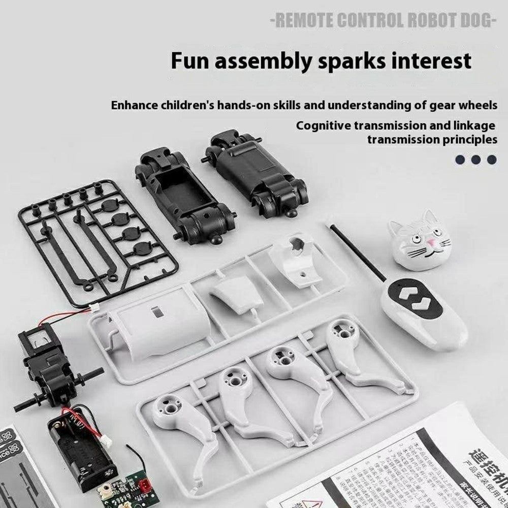 DIY Mechanical Robot Dog and Cat Kit Remote Control Walking Toy STEM Educational Assembly Set with Remote