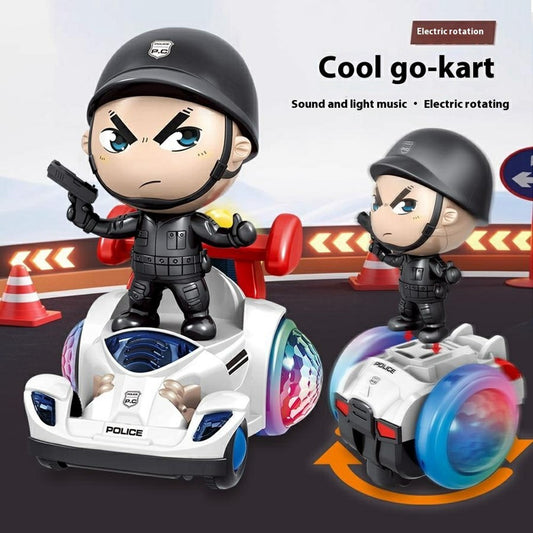 Detachable Police Figure 360 Degree Rotating Electric Balance Car Toy with Music and Light for Kids