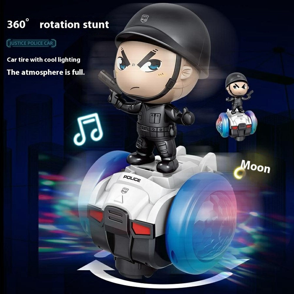 Detachable Police Figure 360 Degree Rotating Electric Balance Car Toy with Music and Light for Kids