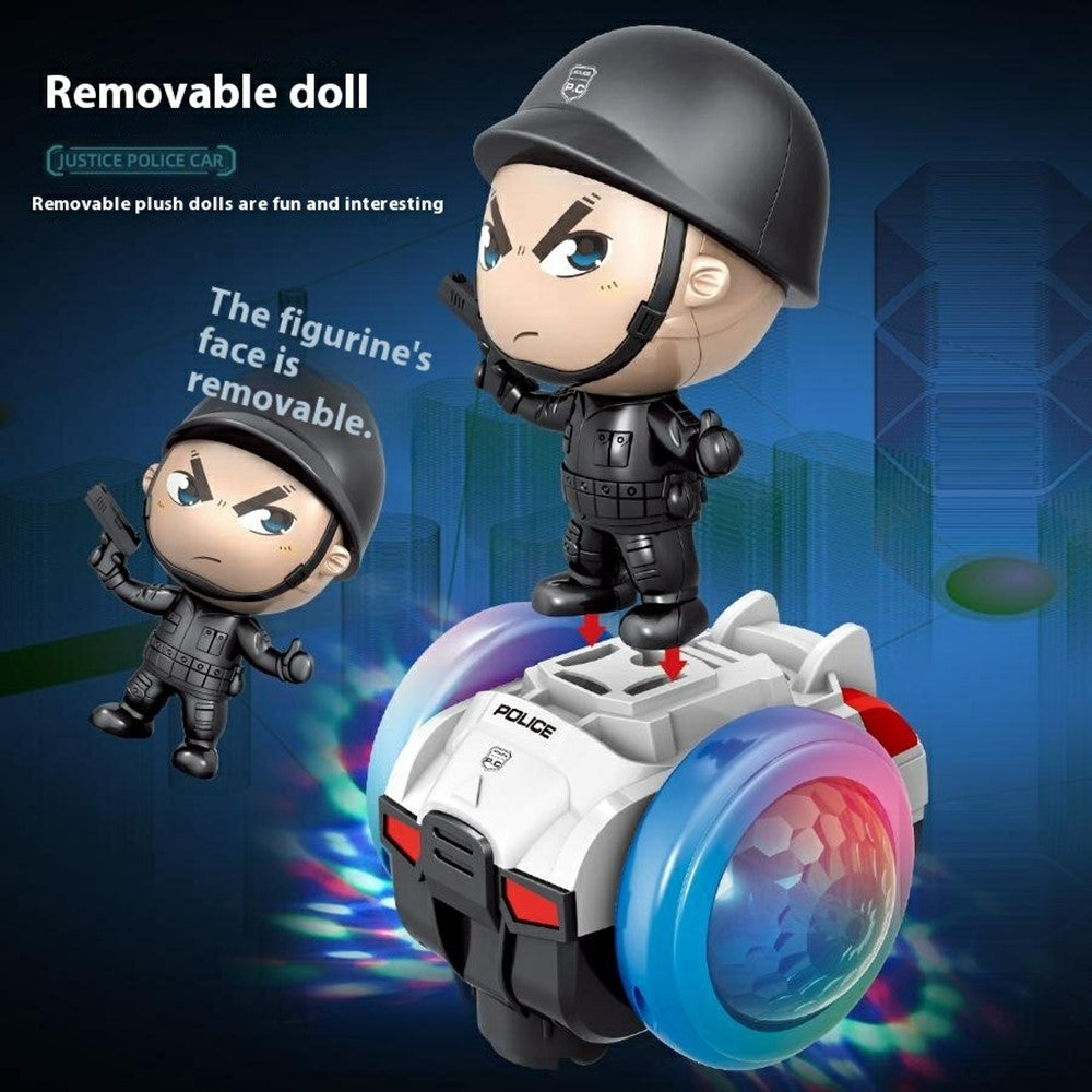 Detachable Police Figure 360 Degree Rotating Electric Balance Car Toy with Music and Light for Kids