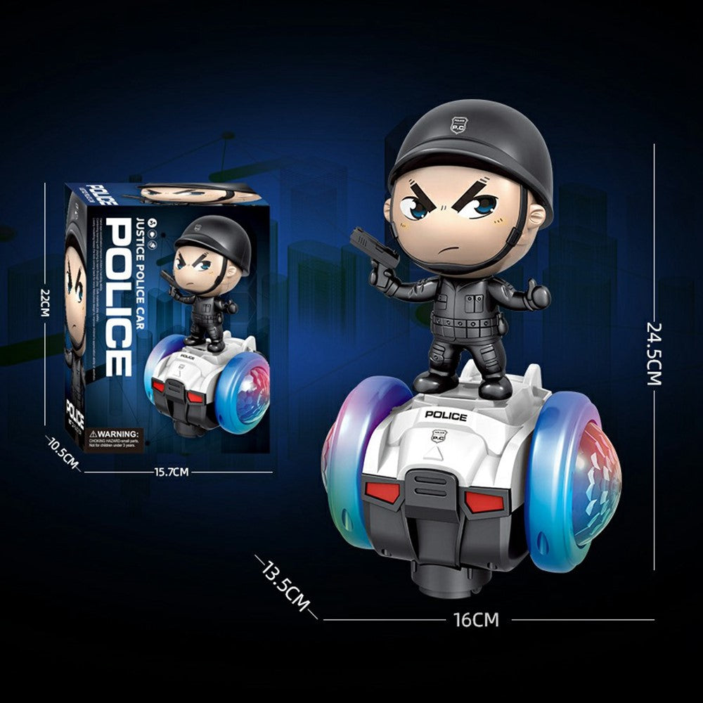 Detachable Police Figure 360 Degree Rotating Electric Balance Car Toy with Music and Light for Kids