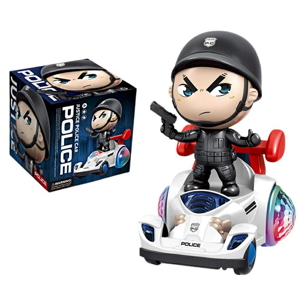 Detachable Police Figure 360 Degree Rotating Electric Balance Car Toy with Music and Light for Kids