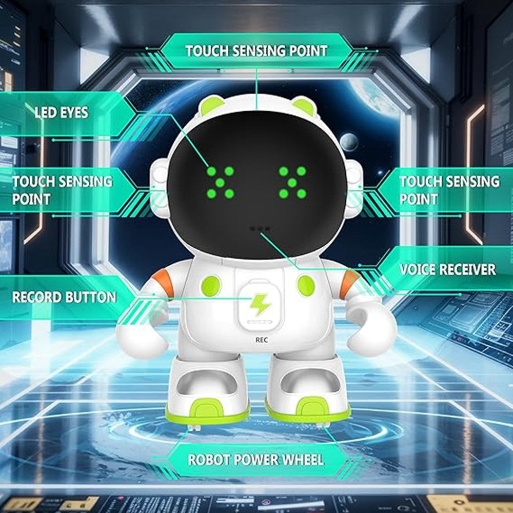 AT100 Smart Robot Toy Interactive Voice Controlled Astronaut Toy with Touch Sensors / Recording Function for Kids