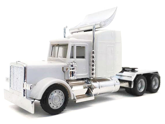 Peterbilt Sleeper Cab with Chrome Chassis White 1/87 (HO) Plastic Model Car by Promotex