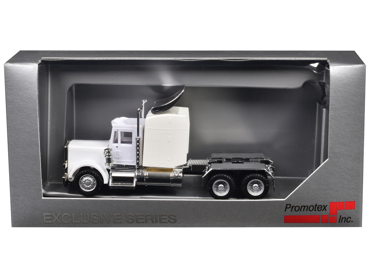 Peterbilt Sleeper Cab with Chrome Chassis White 1/87 (HO) Plastic Model Car by Promotex