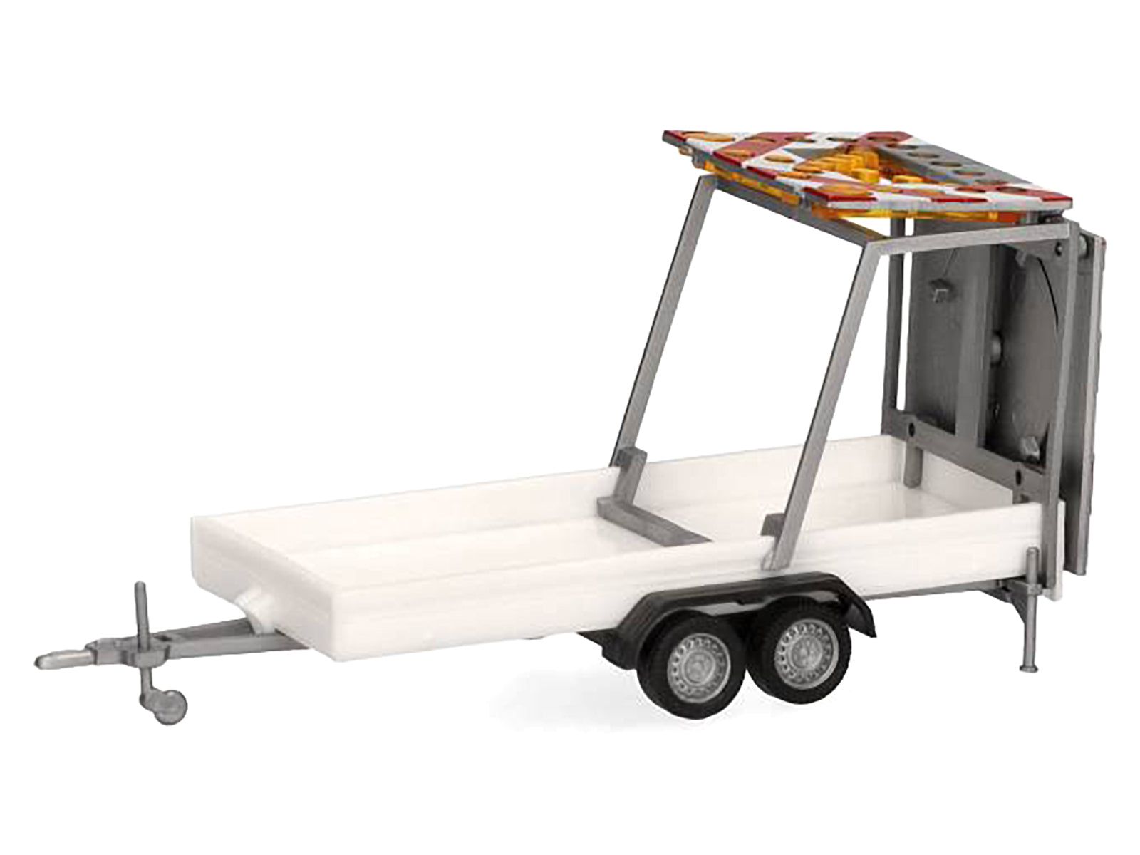 Road Maintenance Trailer White with Striped Top 1/87 (HO) Plastic Model by Promotex