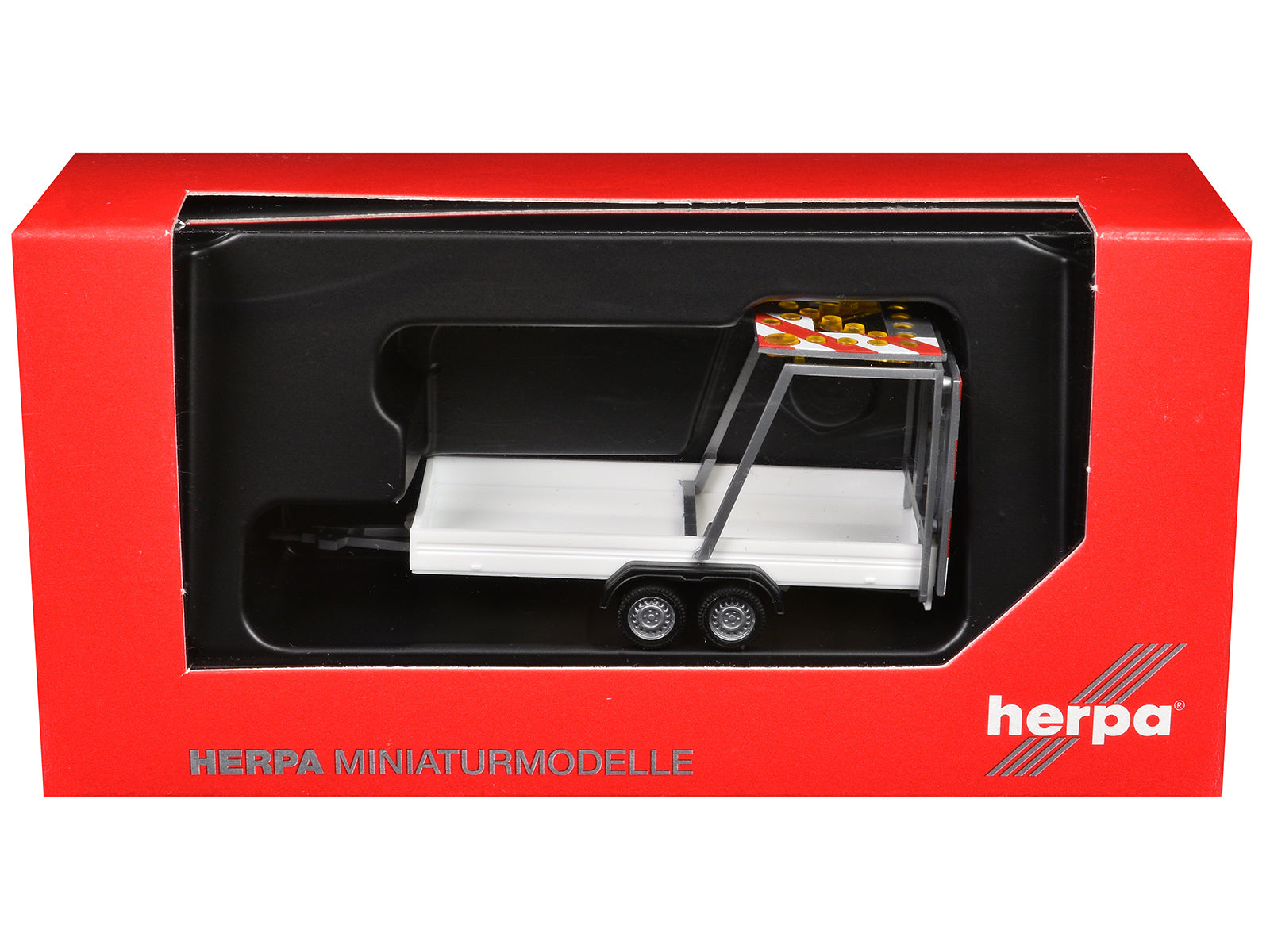 Road Maintenance Trailer White with Striped Top 1/87 (HO) Plastic Model by Promotex