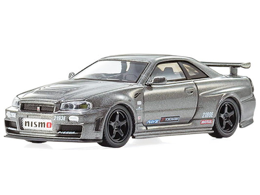 Nissan Skyline GT-R Nismo (BNR34) RHD (Right Hand Drive) Gray Metallic 1/64 Diecast Model Car by Kyosho