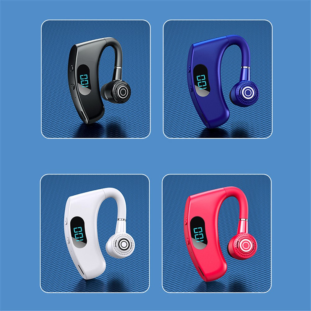 V12 Business Single Ear Digital Display Wireless Earhook Bluetooth-compatible Headset Hands-free Call Earphone with Charging Case