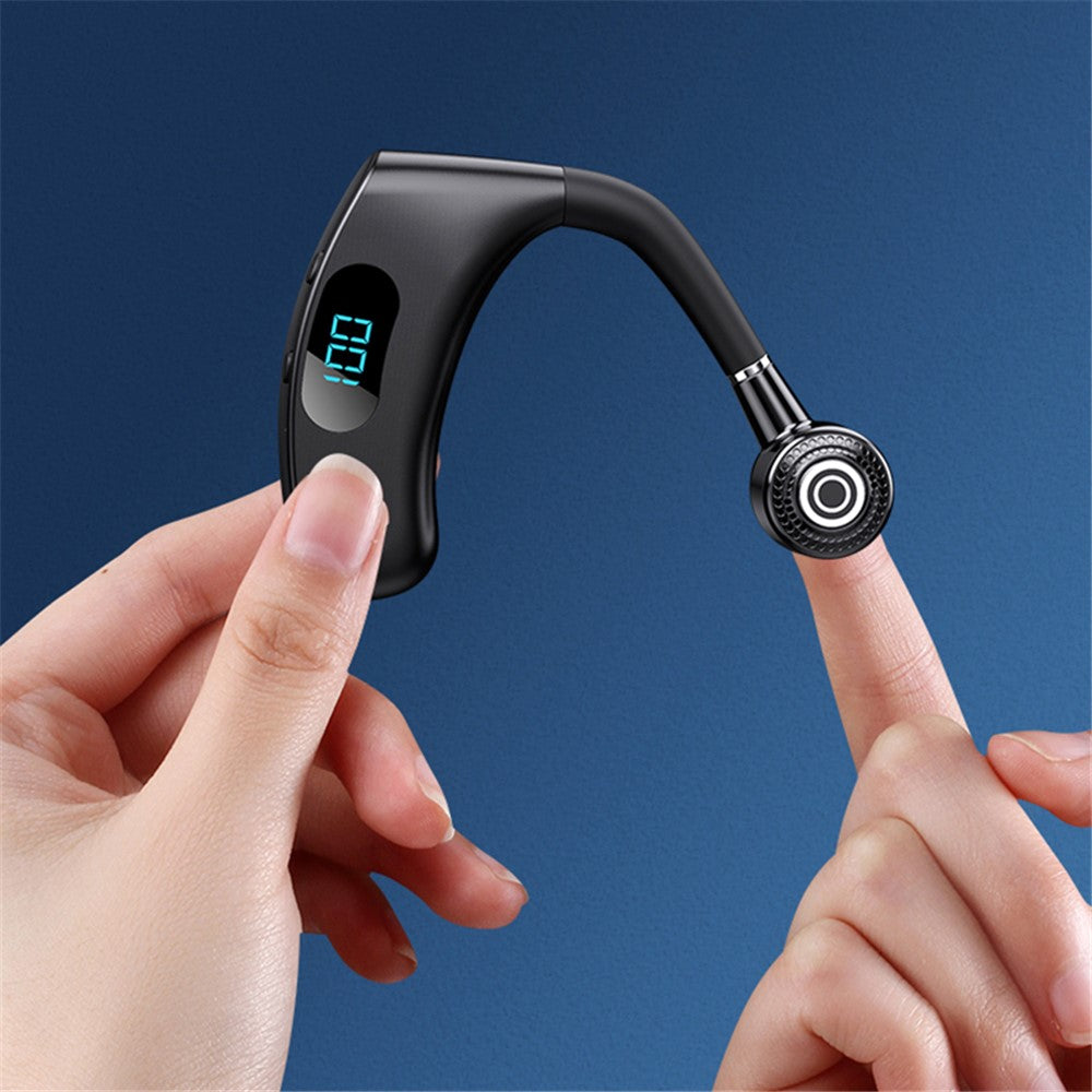 V12 Business Single Ear Digital Display Wireless Earhook Bluetooth-compatible Headset Hands-free Call Earphone with Charging Case