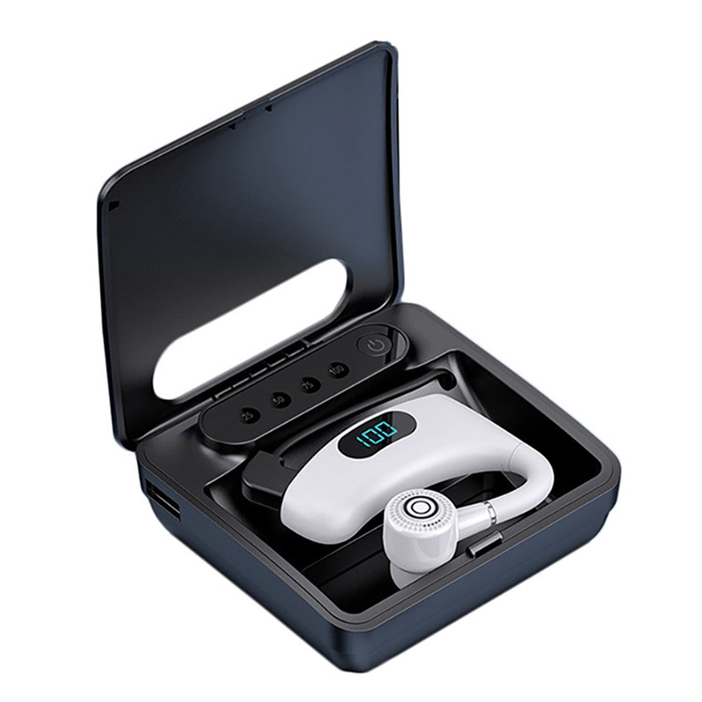 V12 Business Single Ear Digital Display Wireless Earhook Bluetooth-compatible Headset Hands-free Call Earphone with Charging Case