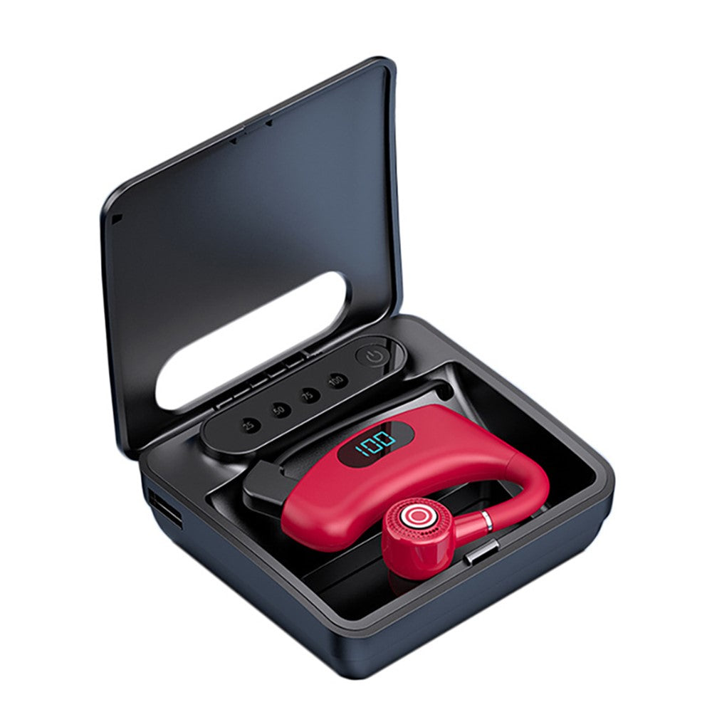 V12 Business Single Ear Digital Display Wireless Earhook Bluetooth-compatible Headset Hands-free Call Earphone with Charging Case