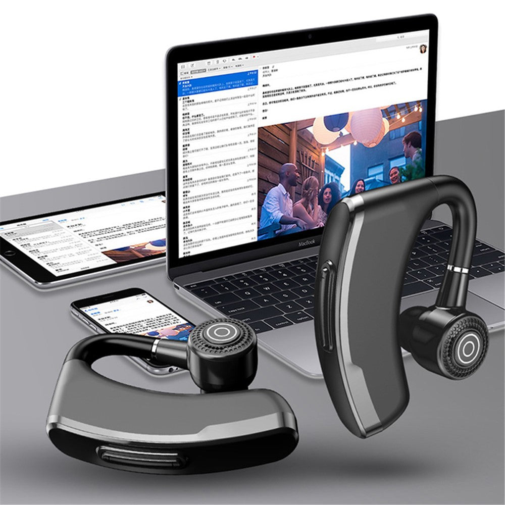 V10P Business Single Ear Wireless Bluetooth-compatible Earhook Headset Voice Prompt Hands-free Call Music Earphone