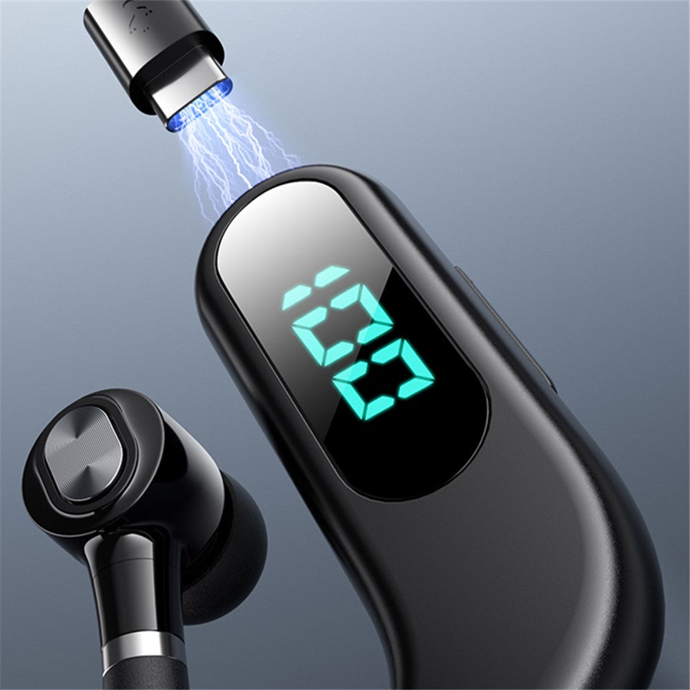 V13 Business Single Ear Earhook Wireless Bluetooth-compatible 5.2 Headset Hands-free Earphone with Smart Digital Display